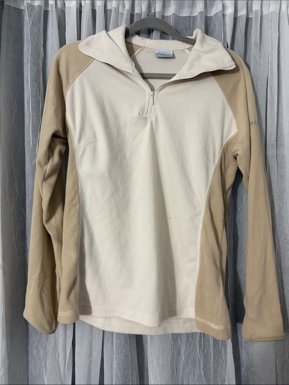 Columbia Two-Tone Quarter-Zip Fleece Pullover - Cream & Tan